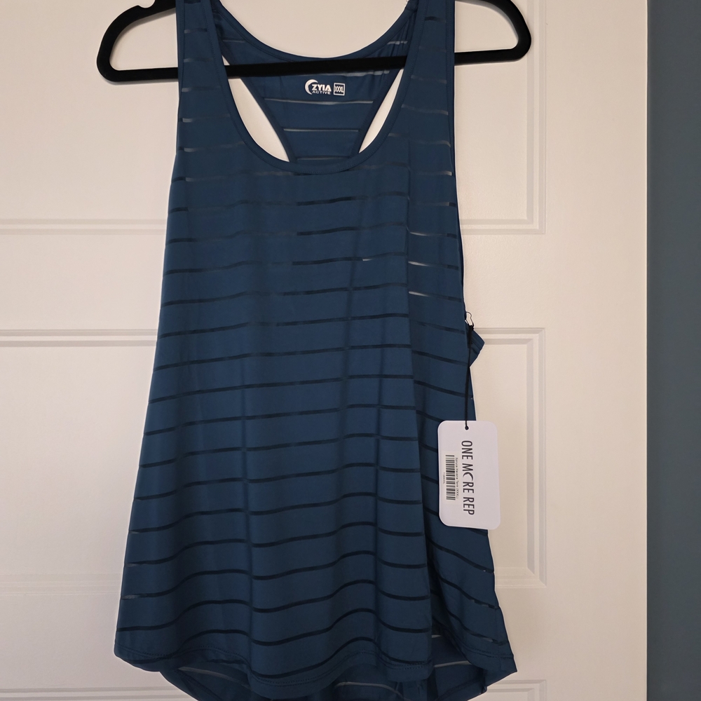 ZYIA Blue Striped Active Tank